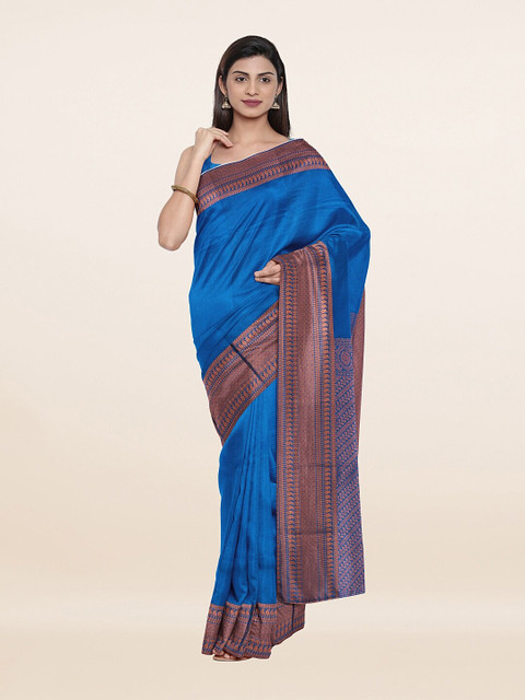 

Pothys Blue & Copper-Toned Woven Design Silk Saree