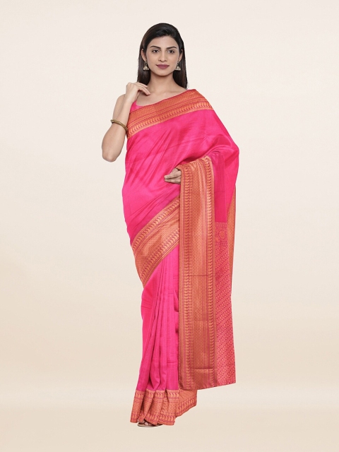 

Pothys Pink & Gold-Toned Woven Design Silk Saree