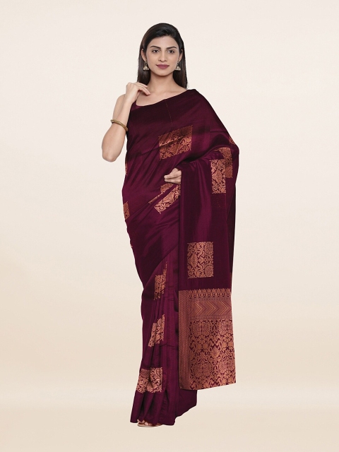 

Pothys Purple Floral Zari Pure Silk Saree