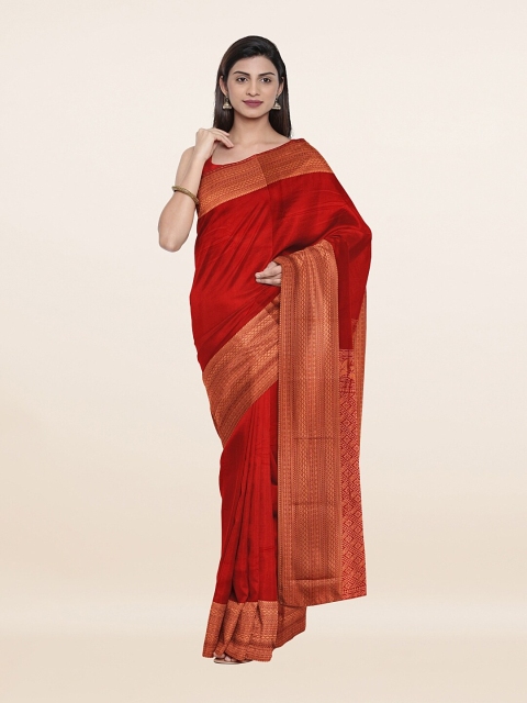 

Pothys Red & Gold-Toned Woven Design Silk Saree