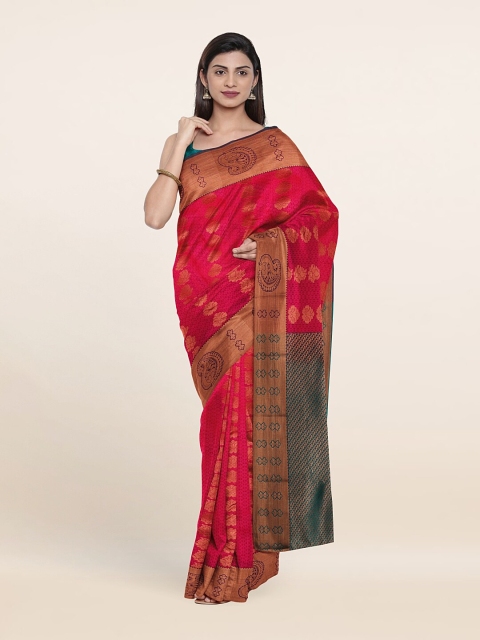 

Pothys Pink & Blue Woven Design Silk Saree