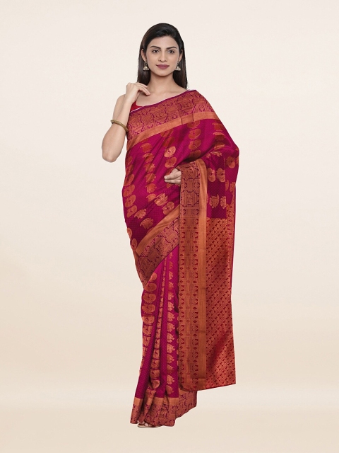 

Pothys Women Magenta Woven Design Silk Saree