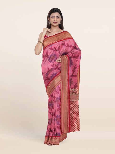 

Pothys Pink & Gold-Toned Woven Design Silk Saree