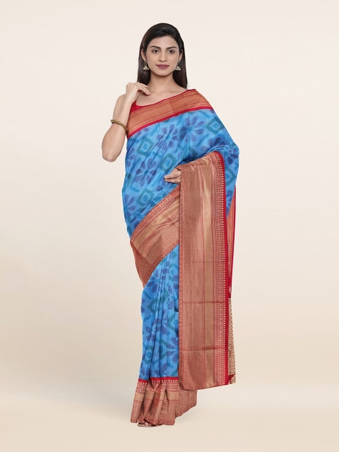 

Pothys Blue & Red Woven Design Silk Saree