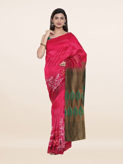 

Pothys Pink & Green Woven Design Silk Saree