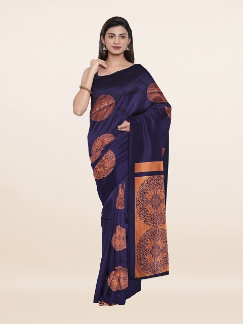 

Pothys Navy Blue & Gold-Toned Woven Design Silk Saree