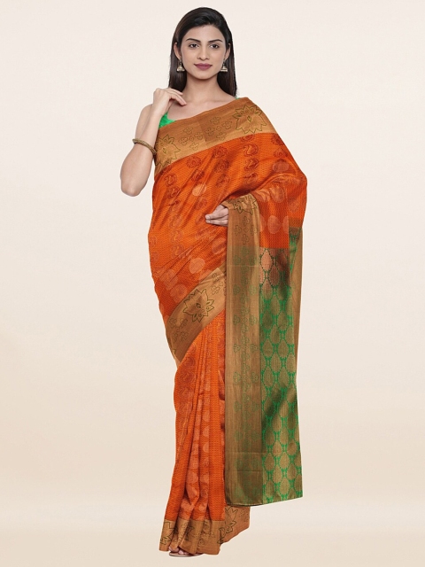 

Pothys Orange & Green Woven Design Silk Saree