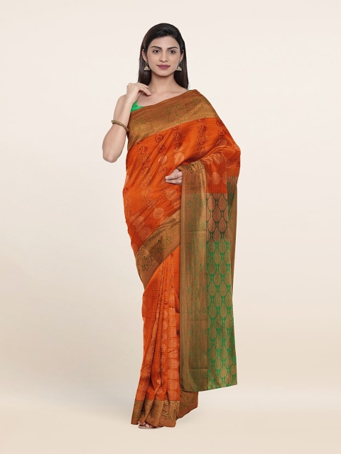 

Pothys Orange & Green Woven Design Silk Saree