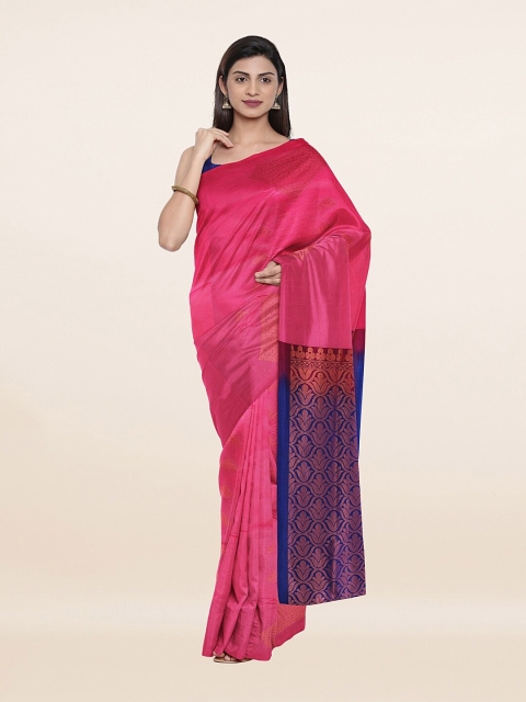 

Pothys Pink & Navy Blue Woven Design Art Silk Saree