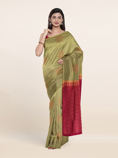 

Pothys Green & Magenta Floral Zari Art Silk Saree