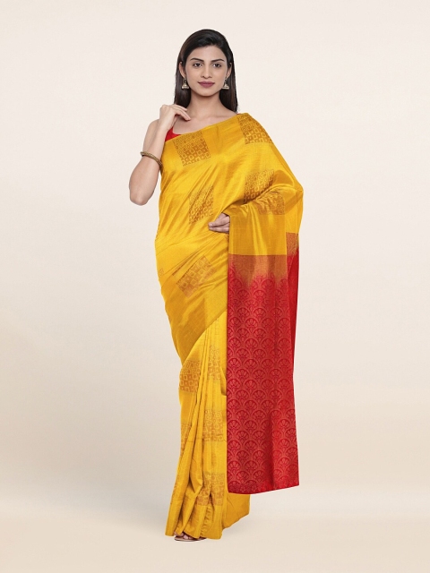 

Pothys Yellow & Red Woven Design Zari Art Silk Saree