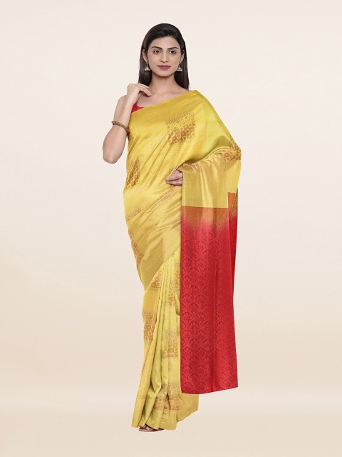 

Pothys Yellow & Pink Ethnic Motifs Zari Art Silk Saree