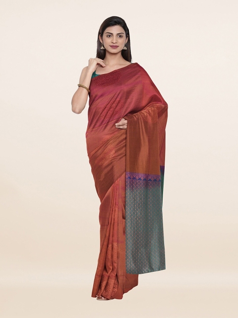 

Pothys Pink & Green Ethnic Motifs Zari Art Silk Saree