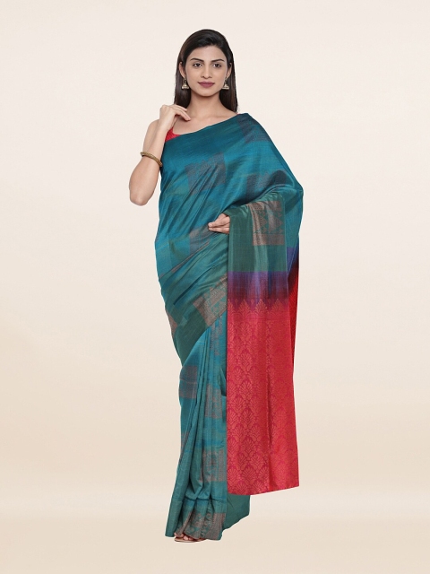 

Pothys Blue & Magenta Floral Zari Art Silk Saree