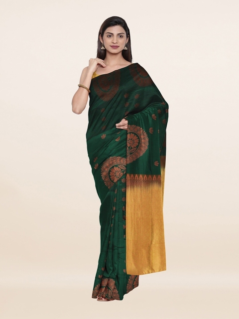 

Pothys Green & Gold-Toned Ethnic Motifs Zari Art Silk Saree