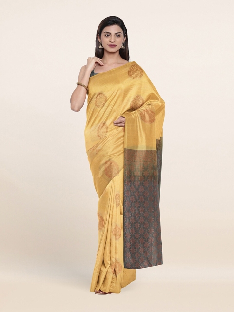 

Pothys Gold-Toned & Grey Ethnic Motifs Zari Art Silk Saree