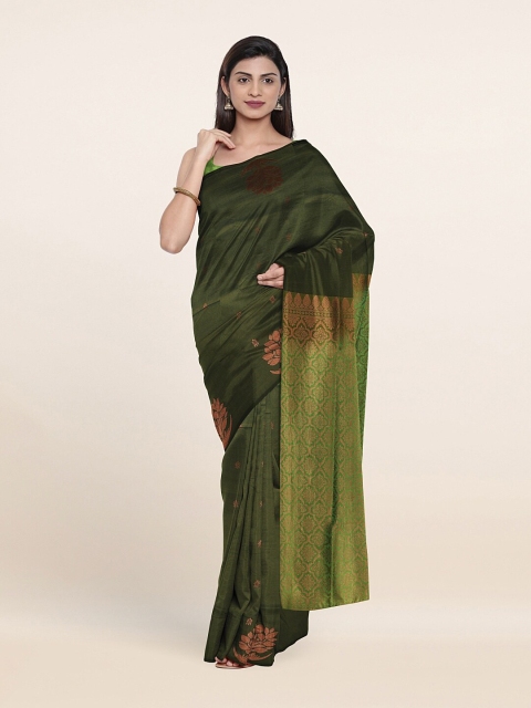 

Pothys Green & Copper-Toned Ethnic Motifs Zari Art Silk Saree