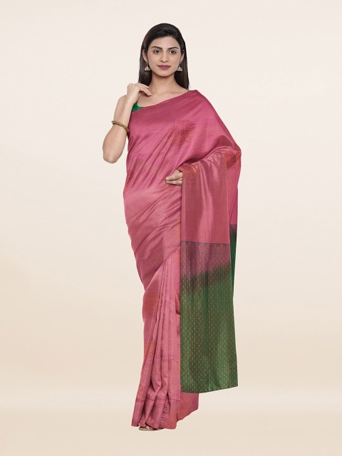 

Pothys Pink & Green Ethnic Motifs Zari Art Silk Saree