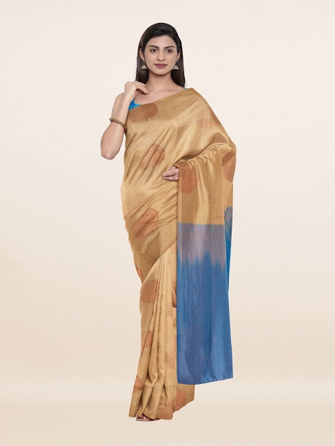 

Pothys Cream-Coloured & Blue Woven Design Zari Art Silk Saree