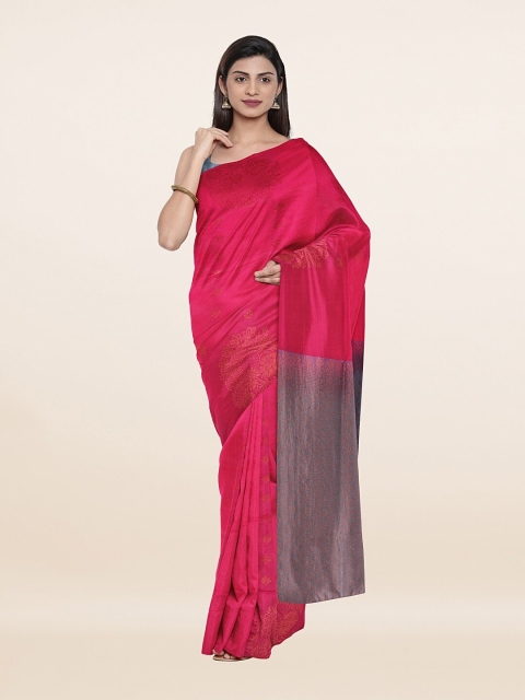 

Pothys Pink & Grey Ethnic Motifs Zari Art Silk Saree