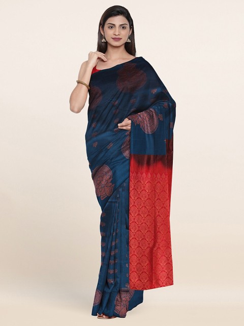 

Pothys Blue & Red Ethnic Motifs Zari Art Silk Saree