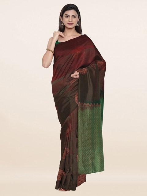 

Pothys Maroon & Gold-Toned Ethnic Motifs Zari Art Silk Saree