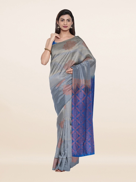 

Pothys Grey & Blue Ethnic Motifs Zari Art Silk Saree