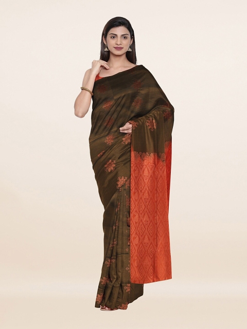 

Pothys Green & Gold-Toned Ethnic Motifs Zari Art Silk Saree