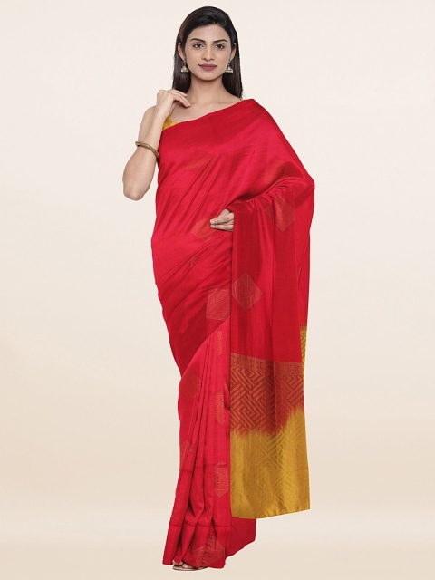 

Pothys Pink & Gold-Toned Ethnic Motifs Zari Art Silk Saree