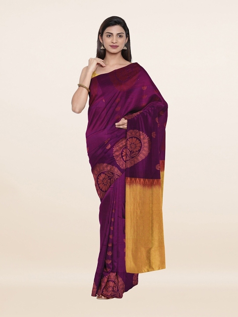 

Pothys Purple & Gold-Toned Ethnic Motifs Zari Art Silk Saree