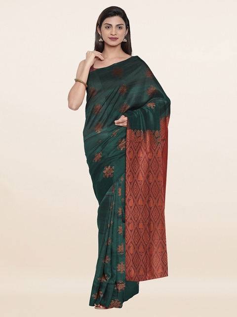 

Pothys Green & Maroon Ethnic Motifs Zari Art Silk Saree