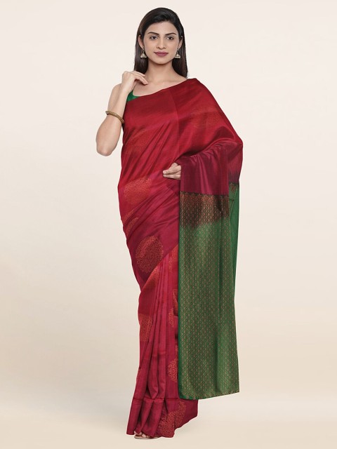 

Pothys Magenta & Green Floral Art Silk Saree