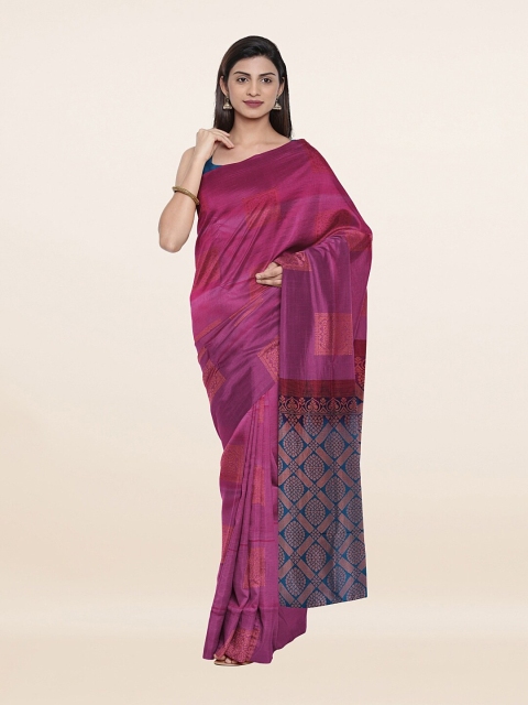 

Pothys Magenta & Purple Ethnic Motifs Zari Art Silk Saree