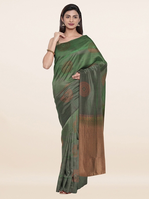 

Pothys Green & Gold-Toned Ethnic Motifs Zari Art Silk Saree