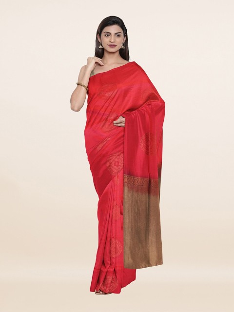 

Pothys Pink & Maroon Ethnic Motifs Art Silk Saree