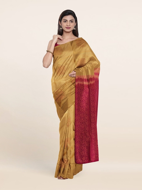 

Pothys Gold-Toned & Magenta Ethnic Motifs Zari Art Silk Saree