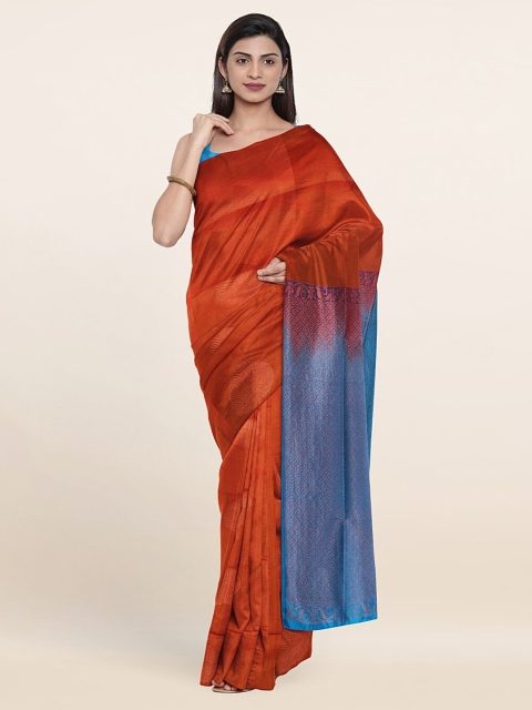

Pothys Rust & Blue Ethnic Motifs Art Silk Saree