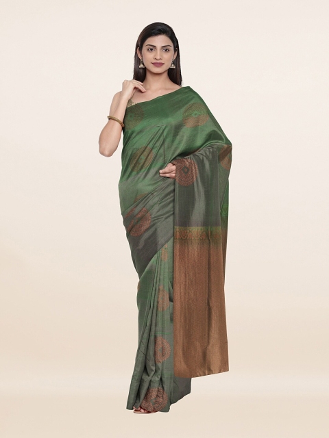 

Pothys Green & Gold-Toned Ethnic Motifs Zari Art Silk Saree