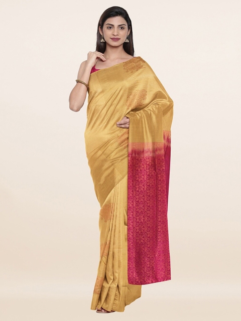 

Pothys Gold-Toned & Magenta Woven Design Zari Art Silk Saree