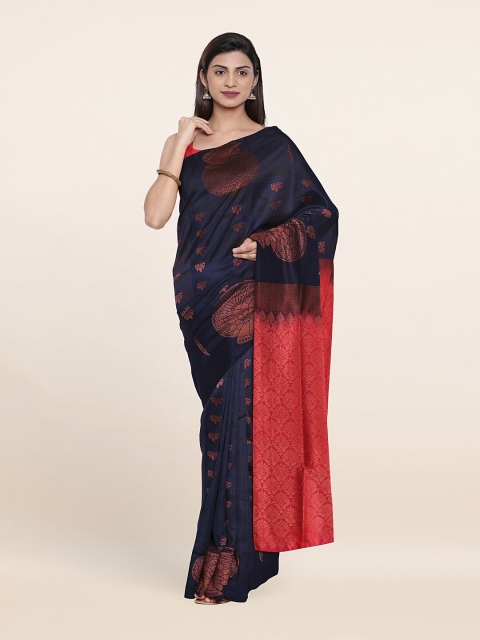 

Pothys Blue & Red Ethnic Motifs Zari Art Silk Saree