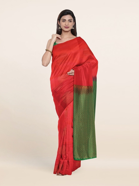 

Pothys Pink & Green Ethnic Motifs Zari Art Silk Saree