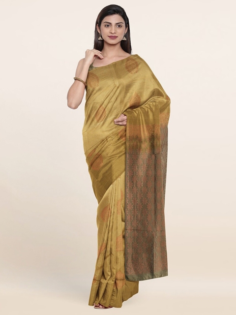 

Pothys Gold-Toned & Grey Ethnic Motifs Zari Art Silk Saree