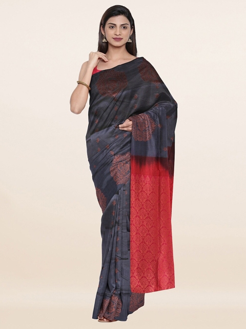 

Pothys Grey & Mustard Ethnic Motifs Zari Art Silk Saree