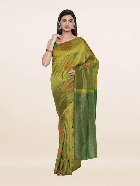 

Pothys Green & Gold-Toned Ethnic Motifs Zari Art Silk Saree