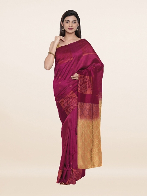 

Pothys Magenta & Gold-Toned Ethnic Motifs Zari Art Silk Saree