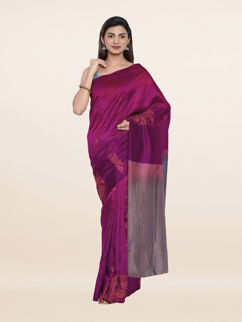 

Pothys Magenta & Gold-Toned Ethnic Motifs Zari Art Silk Saree