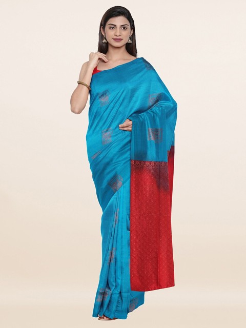 

Pothys Blue & Red Ethnic Motifs Zari Art Silk Saree