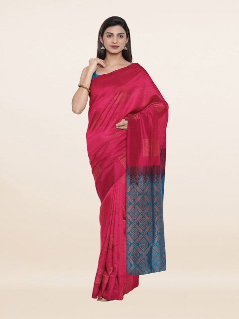 

Pothys Pink & Grey Ethnic Motifs Zari Art Silk Saree