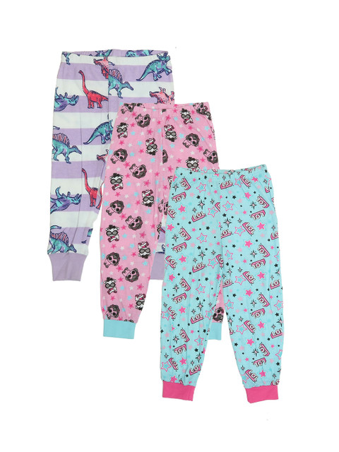 

OLIVE MIST Kids Pack Of 3 Printed Pure Cotton Joggers, Blue
