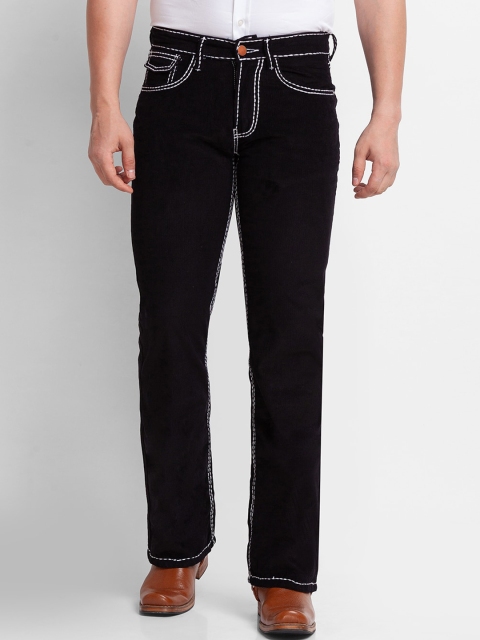 

mode de base Men Black Slim Fit Corduroy Bootcut Trousers
